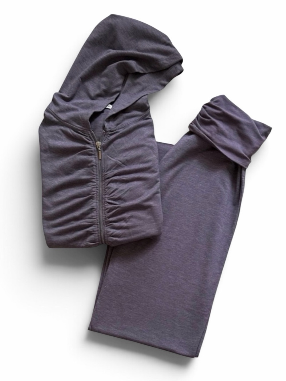 American Buddha Slate Blue Zip Hooded Jacket & Wide Leg Yoga Pants Size Medium